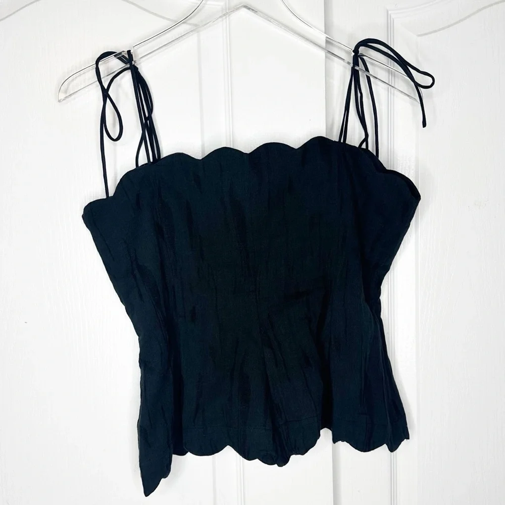 Hofmann Copenhagen Yara Linen Scalloped Blouse Black NWT Size 40 Medium - Picture 6 of 15